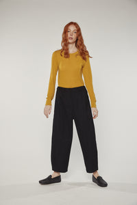 Wool blend pintuck pants