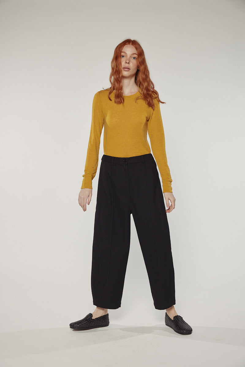 Wool blend pintuck pants