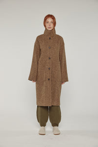 Wool high-neck maxi coat