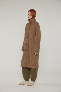 Wool high-neck maxi coat