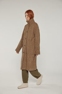 Wool high-neck maxi coat