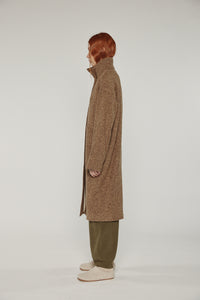 Wool high-neck maxi coat