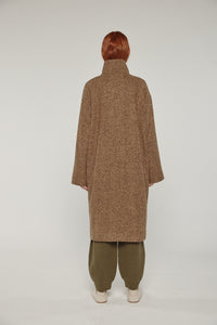 Wool high-neck maxi coat