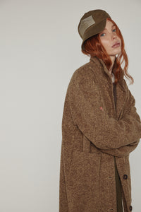 Wool high-neck maxi coat