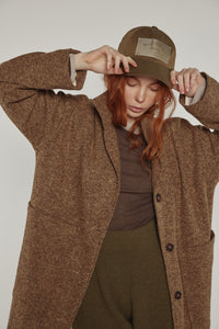 Wool high-neck maxi coat