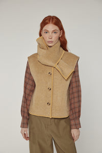 Wool-blended scarf vest
