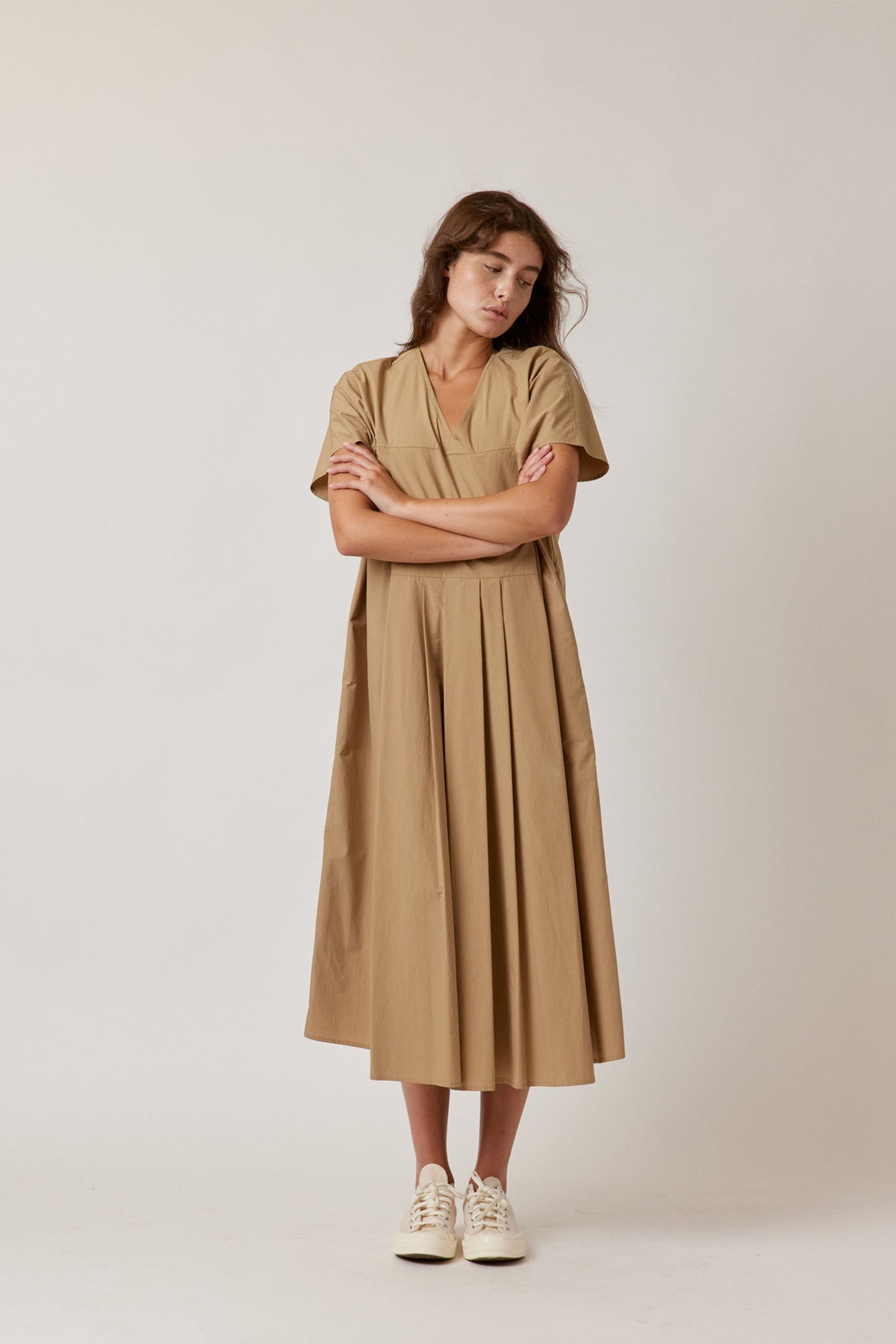 Pleated pullover dress