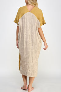 Double v- neck pullover silk blend dress