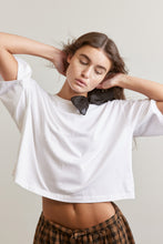 Load image into Gallery viewer, Silk bow half sleeve cotton T-shirt
