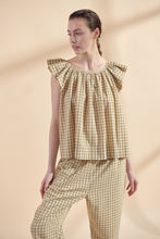Load image into Gallery viewer, Ruffle short sleeve gingham top
