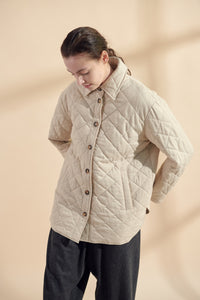 Quilted button down shirts jacket