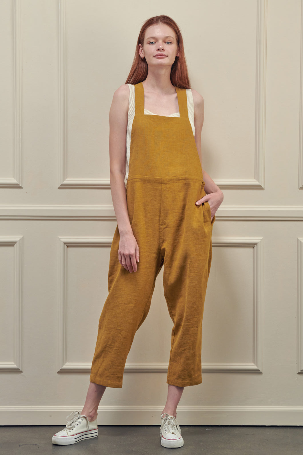 Linen overall pants