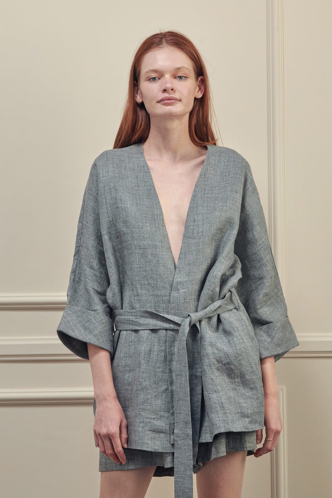 Linen robe jacket