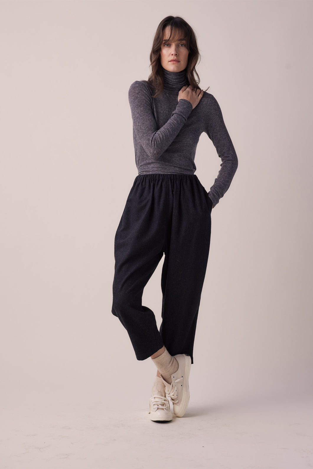 Wool blend loose fit pants