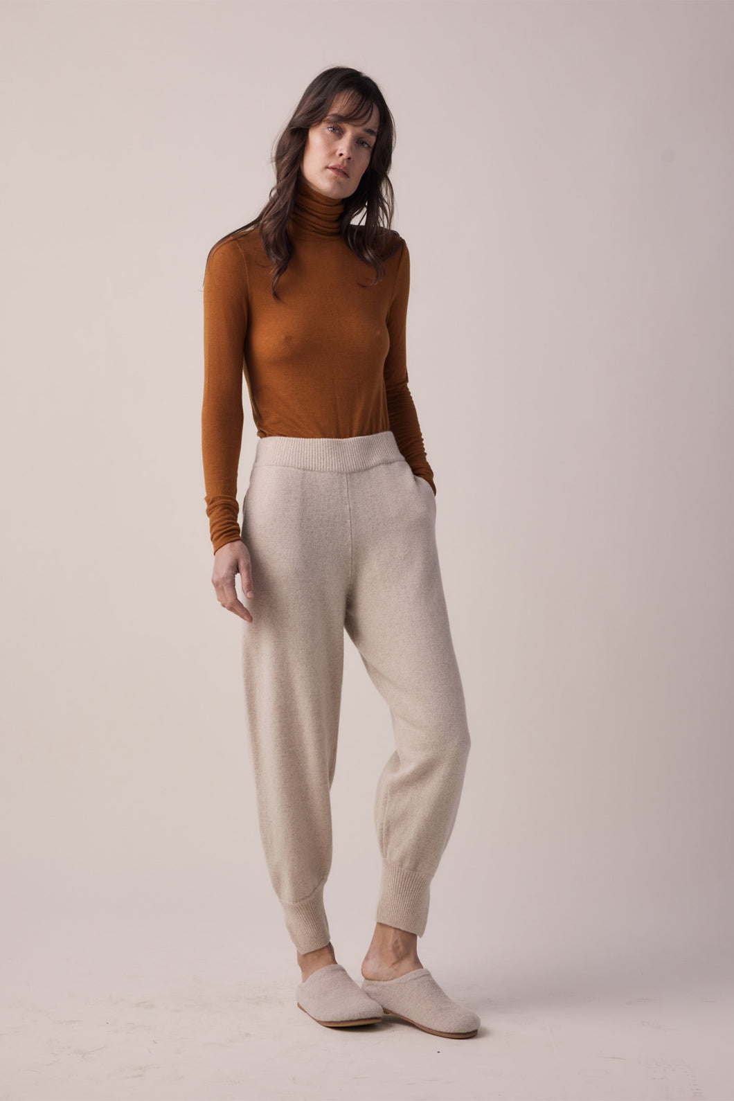 Cashmere wool blend sweater jogger pants