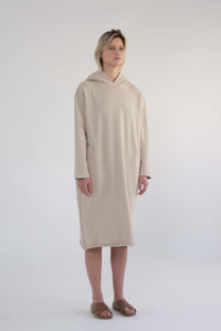 Garment dye cotton fleece Hoodie dress
