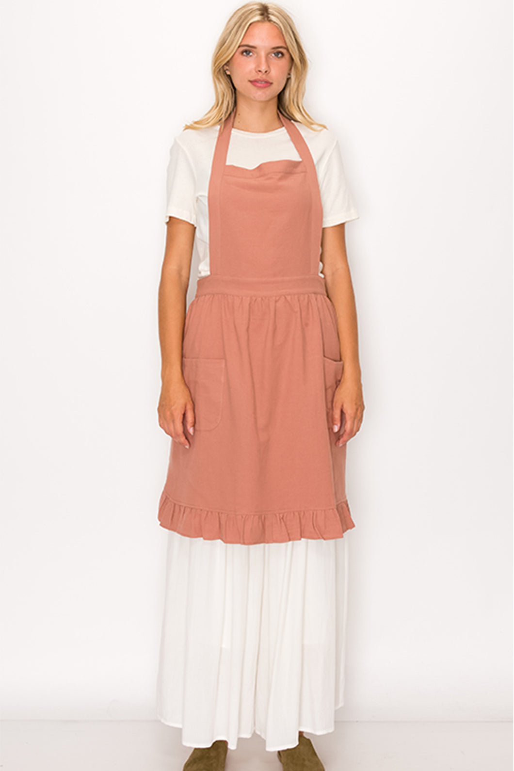 Cotton ruffle apron & dish cloth set