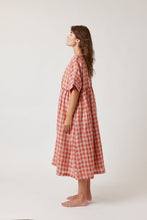 Load image into Gallery viewer, Drop sleeve loose fit linen gingham dress
