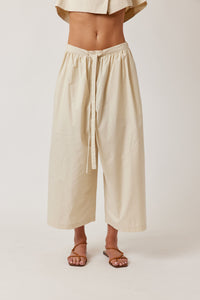 Cropped Wide-Leg Cotton Pants