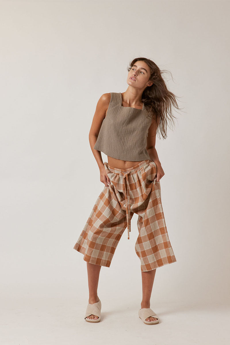 Front tie linen pants